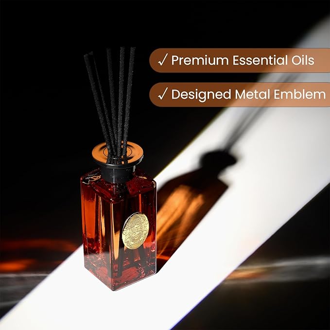M&SENSE 6.3 oz Large Reed Diffuser Set | Orange Goji Scent Oil Diffuser with Sticks | Hotel Collection Non-Toxic Essential Oil |for Bedroom Bathroom Living Room