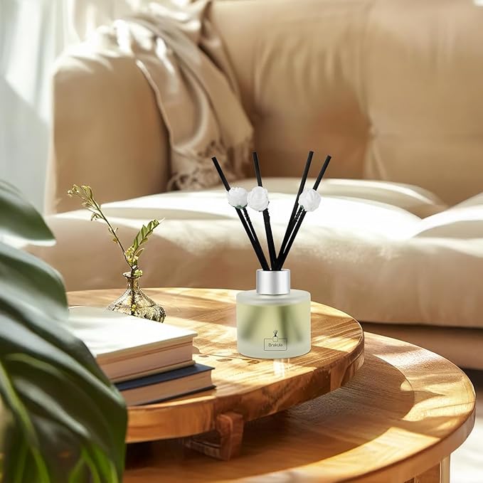 Brakula Reed Diffuser Set, Bamboo White Tea Scented， Reed diffusers for Home， Home Fragrance Diffuser with 7 Reed Sticks for Room/Bathroom Decor 3.38 fl oz (100 ml) (Bamboo White Tea)