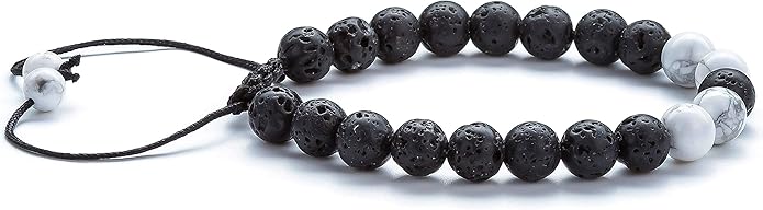 Hamoery Men Women 8mm Lava Rock Aromatherapy Anxiety Essential Oil Diffuser Bracelet Braided Rope Natural Stone Yoga Gifts Beads Bracelet Bangle-21017