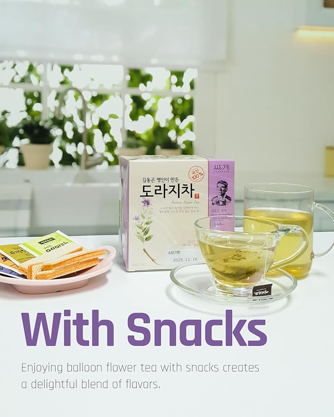 Ssanggye Bellflower Tea 0.7g x 40 Tea Bags, Premium Korean Herbal Tea Caffeine Free Dried Roasted Herb Refreshing 4 Seasons Sweet Daily Drink Tea