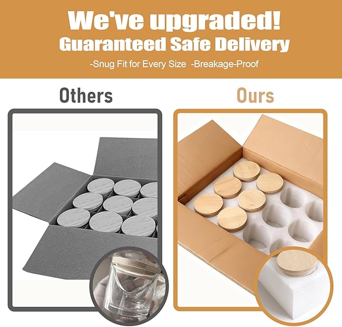 4oz Glass Candle Jars, 12-Pack Small Candle Jars for Making Candles, Empty Thick Glass Wide-Mouth Jars with Bamboo Lids & Wick Kits, Candle Containers Bulk - Clear