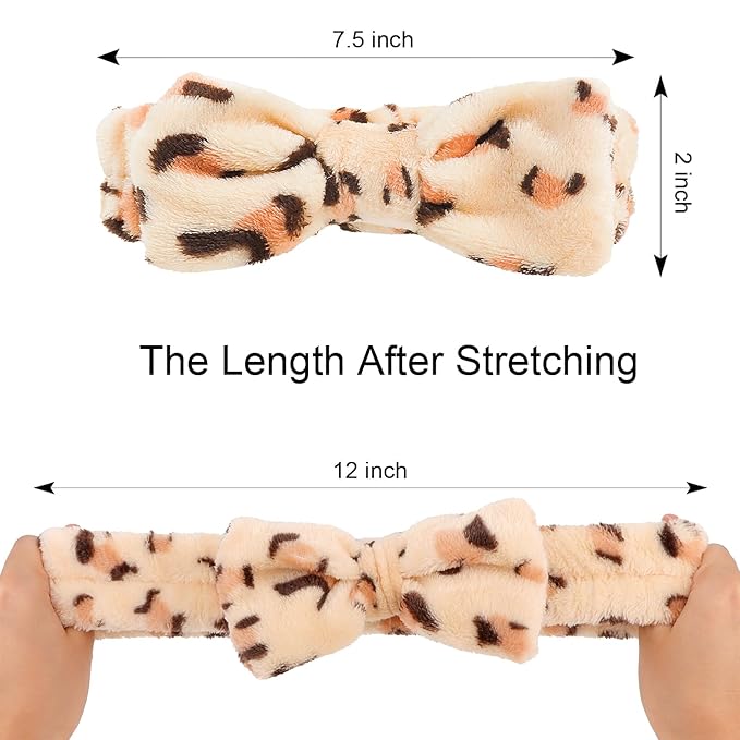 Casoty Leopard Print Spa Skincare Headband Head Bands or Washing Face Cute Face Wash Makeup Headband for Women Make up Hair Band Stocking Stuffers Spa Party Hair Accessories Gifts for Women Teen Girls