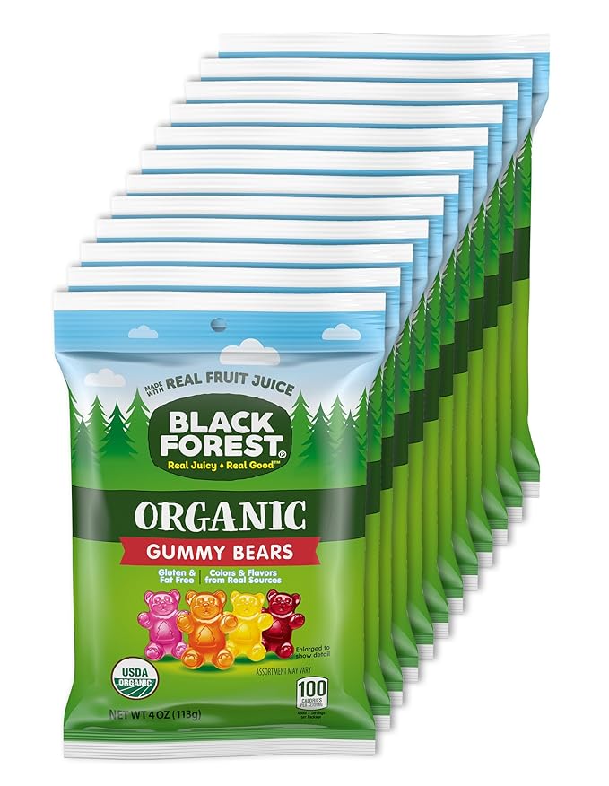 Black Forest Organic Gummy Bears Candy, 4 Ounce Bags (Pack of 12)