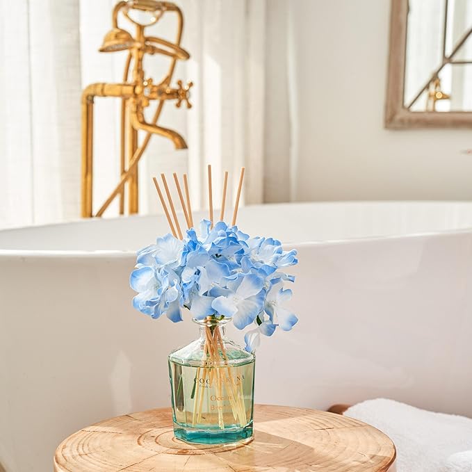 COCORRÍNA Reed Diffuser - Ocean Breeze 8.5oz Flower Reed Diffuser Set with 8 Sticks, Home Fragrance Reed Diffuser for Home Bedroom Office Bathroom Shelf Decor (Master Collection)