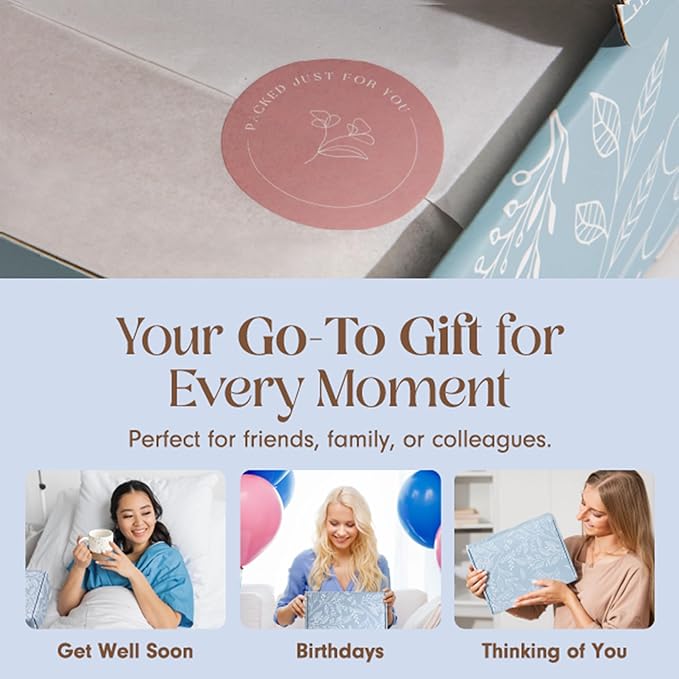 Unboxme Comforting Care Package for Women - Organic Self-Care Get Well Soon Gift Basket with Fluffy Socks, Lemon Ginger Tea Set, Sea Salt, Scented Candle - Ideal Post-Surgery & Feel Better Basket