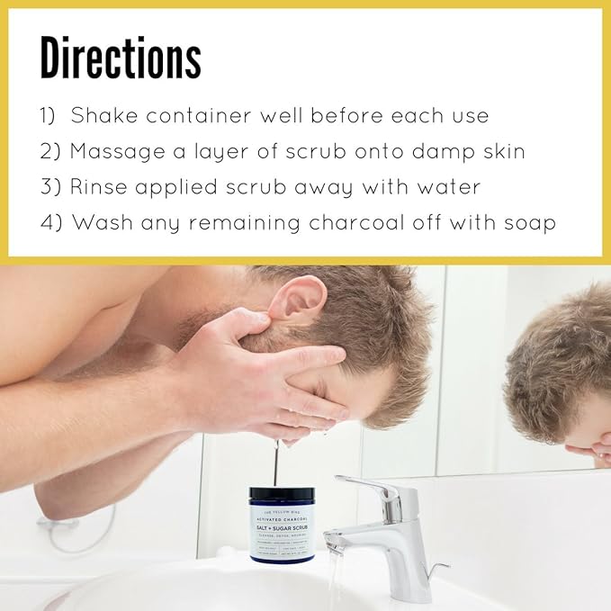 Activated Charcoal Face & Body Scrub – Natural Deep Cleansing Exfoliator for Smooth, Soft Skin – Gentle Salt & Sugar Scrub for Armpit & Foot Detox – For Men & Women – Made in USA