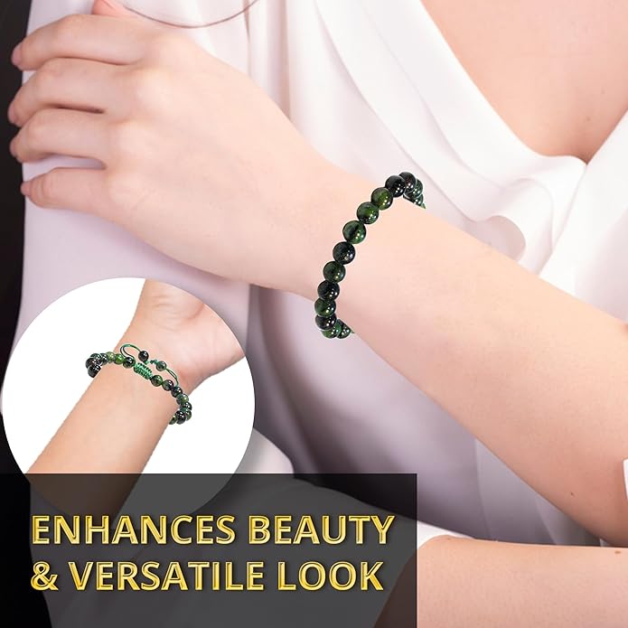 Energy Protection Crystal Handmade Adjustable Bead Bracelet Perfect for Men, Women’s Gift - Gemstone Healing Stretch Bracelet Pulsera Para Hombre Mujer Stocking Stuffer