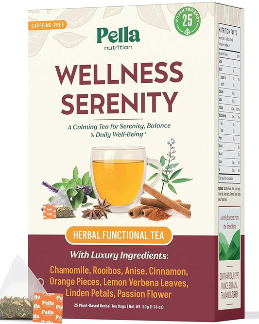 Chamomile Herbal Tea with Lemon Balm, Rooibos, Cinnamon, Anise, Orange Pieces, Linden Petals, Verbena & Passion Flower – Kosher, Vegan, GMO-Free, Zero Caffeine – Natural Wellness Support (25 Tea Bags)