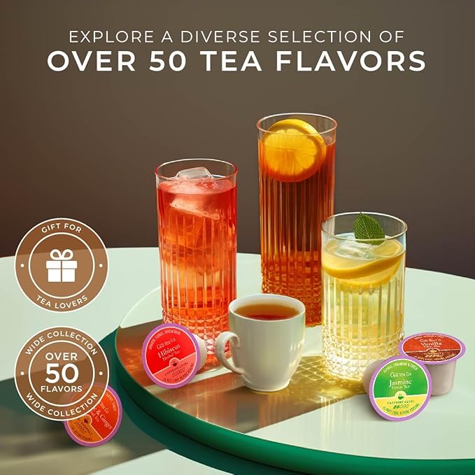 Gya Tea Co Get Well Soon Collection Tea Gift Set (16 ct) - 7 Flavors Assorted Tea Pod Variety Pack with Hibiscus Rose, Cinnamon & Ginger Peach