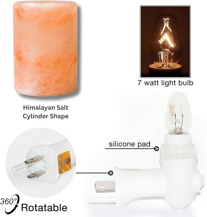 Himalayan Rock Salt Night Light Cylinder Shape 2Pack