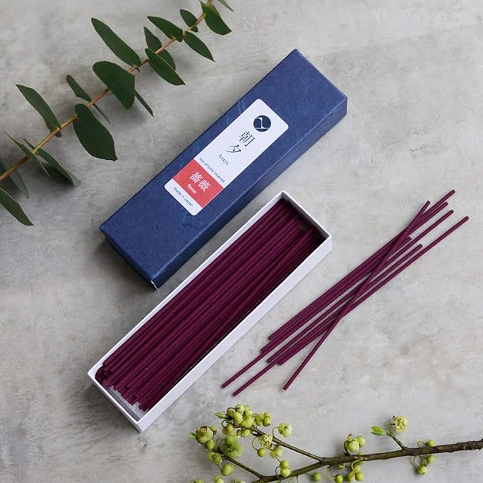 Asayu Japanese Low Smoke Rose Incense Sticks 20g Sample Size, 100% Made in Japan with Less Irritation, Non-Toxic Incense for Evening Relax, Yoga, Meditation or Mindfulness