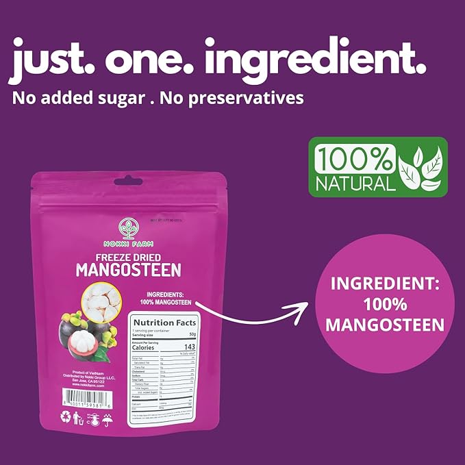 NOKKI FARM Freeze Dried Mangosteen - Healthy & Exotic Tropical Fruit Snacks, No Added Sugar or Preservatives, Kid-Approved, Shelf-Stable & Portable for On-The-Go Snacking - (Pack of 3)
