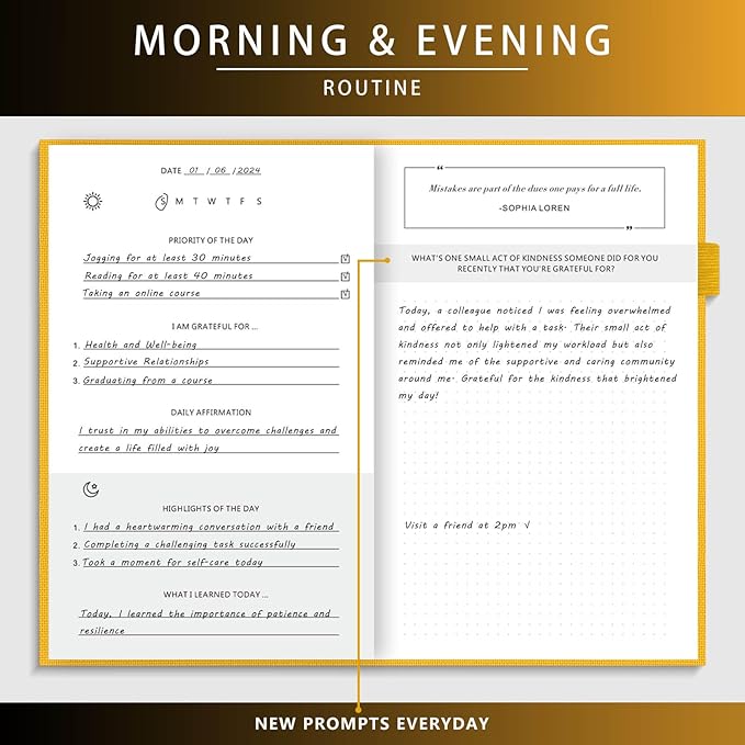 Self-Mastery Journal for Men - Gratitude and Productivity Journal for More Happiness, Positivity, Growth, Mindfulness, Self Care and Reflection - Guided Inspirational Journals for Men (Yellow)