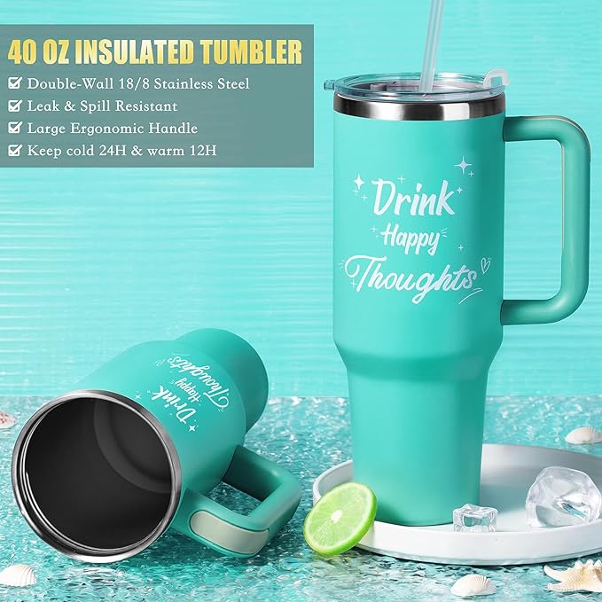 Birthday Gifts for Women, Self Care Get Well Soon Gift Baskets, Mothers Day Happy Birthday Gifts for Mom Her Friends Sister Wife Girlfriend, Ocean Relaxing Spa Care Package w/Blanket 40 OZ Tumbler