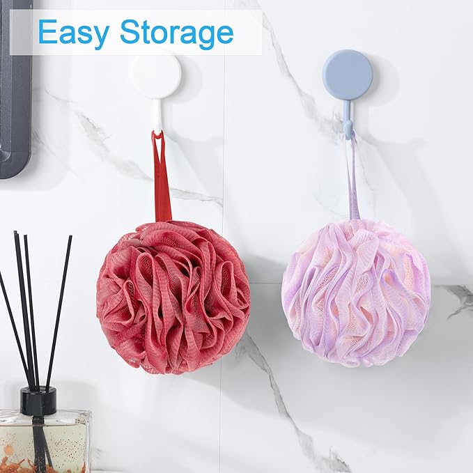 AmazerBath Loofah Sponge 75g/Piece, Exfoliating Bath Sponge Body Scrubber - Loofa Set of 4 - SunsetBerry Colors, Large