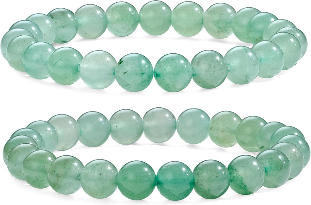 Bivei Natural Gemstone Semi Precious Healing Crystals Handmade Stretchy Round Beads Bracelet, Enhance Positive Energy