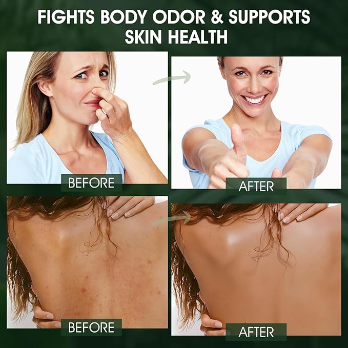 Eucalyptus & Tea Tree Oil Deodorizing Body Wash for Men & Women - 24 Hour Odor Control Shower Gel, Nourish & Sooth Dry, Itchy Skin, Natural Odor Control with Coconut Oil, Sulfate & Paraben-Free