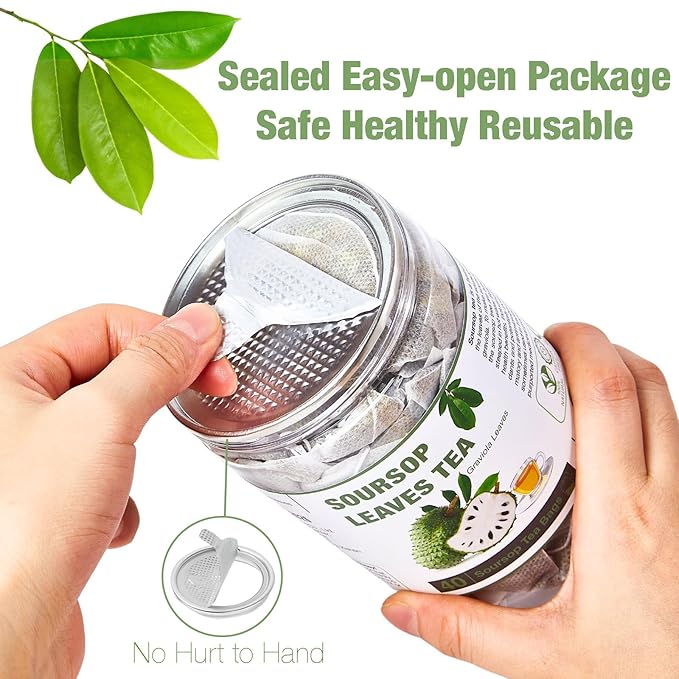 40 Natural Soursop Tea Bags, Soursop Leaves Tea, Dried Soursop Graviola Leaves Tea, te de Guanabana Tea, Pure Sour sop Tea Leaves