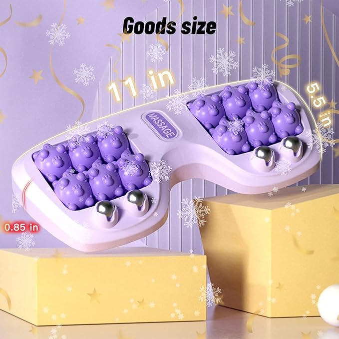 Foot Massager Roller for Plantar Fasciitis Relief, Dual Foot Acupressure Therapy for Pain Relief, Stress Relief and Improved Circulation, Portable Reflexology Tool for Home and Office Use (Purple)