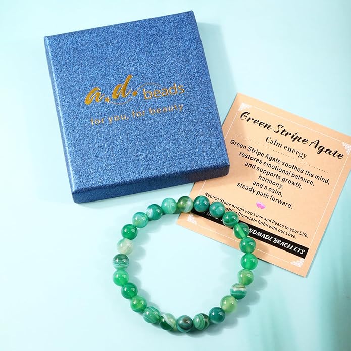AD Beads 4mm6mm8mm10mm Handmade Bracelet - Natural Gemstone for Peace and Tranquility - Meditation, Yoga, Healing and Energy Gift for Unisex
