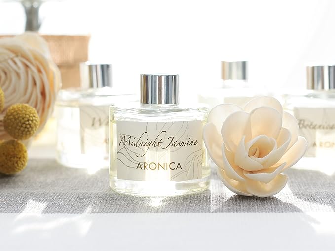 Aronica Mini Sola Flower Diffuser, 40 ml – Midnight Jasmine Scent • Natural Oils • Decorative Home & Gift Diffuser for Small Rooms, Bathroom & Office