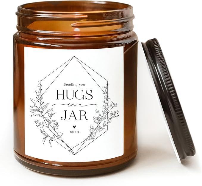 ThreeKin Warm Hugs Scented Candles for Home, Natural Soy Wax, Relaxing Aromatherapy Gifts, Essential Oils Scented, Long-Lasting Candle Burns for 75-Hours, Lemongrass Lavender Scent