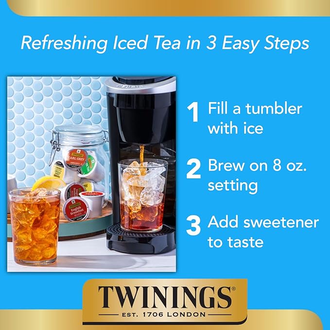 Twinings Lemon & Ginger Herbal Tea K-Cup Pods for Keurig, 24 Count (Pack of 1), Tangy & Spicy, Naturally Caffeine-Free, Enjoy Hot or Iced