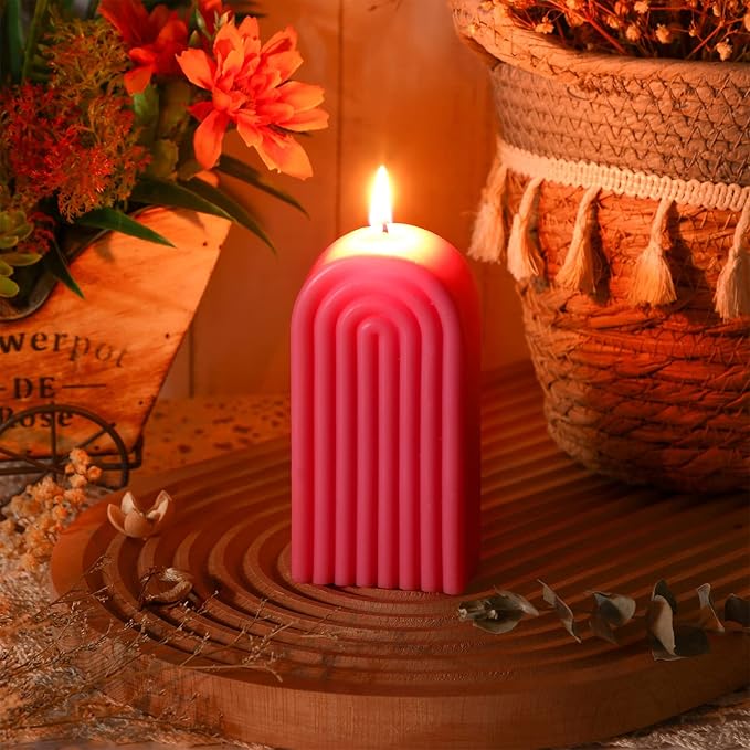 Arch Shaped Candles Geometric Scented Aesthetic Candle Geometric U Shaped Candles Minimalist Candle Aroma Wax Art Decorative Soy for Spa Yoga Birthday Gift Home Party Decor(Pink)