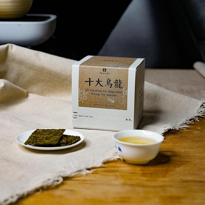 iTeaworld Oolong Tea Collection – Top 10 Classic Oolong Tea Sampler, Chinese Original Leaf Pressed Tea Cakes, 10 Classic Oolong Varieties, No Sugar or Additives, Boxed Beginner Tea Gift Set, 20 Individually Wrapped Mini Tea Cakes, 5g/Piece, 3.52oz