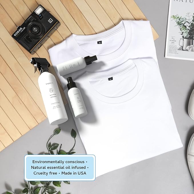 Begley's 3-in-1 Wrinkle Remover, Quick Fix Wrinkle Release, Static Cling Remover, Odor Eliminator and Fabric Refresher Spray - USDA Certified Biobased - Citrus, 3 oz Travel Size