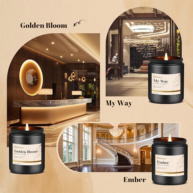 Hotel Scented Candles Set, 6 Pack Candles for Home Scented, Luxury Aromatherapy Jar Candle Gifts for Men & Women, Natural Soy Wax Long Lasting Candle Kit for Halloween, Birthday, Christmas