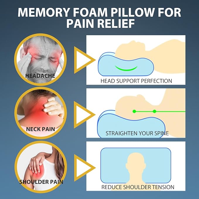 Cervical Neck Pillow, Ergonomic Sleep Enhancing Cervical Support Comfort Pure Cotton Pillow, 2025 Upgraded Full and Fuffy Memory Pillow
