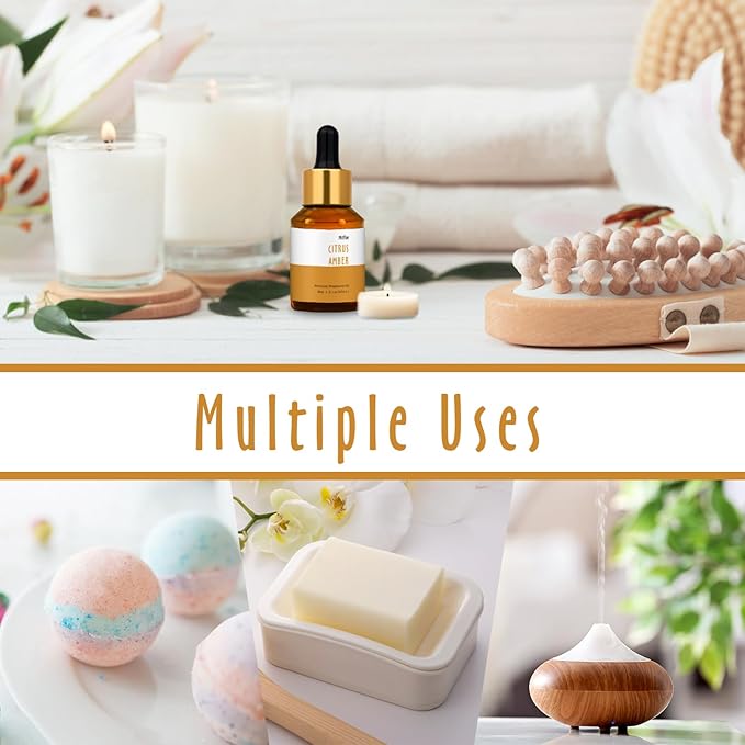 Citrus Amber Fragrance Oil, MitFlor Hotel Collection Diffuser Oil, Large Size Premium Fragrance Oil for Soap & Candle Making, Essential Diffuser Oil for Home Fragrance, 30ml