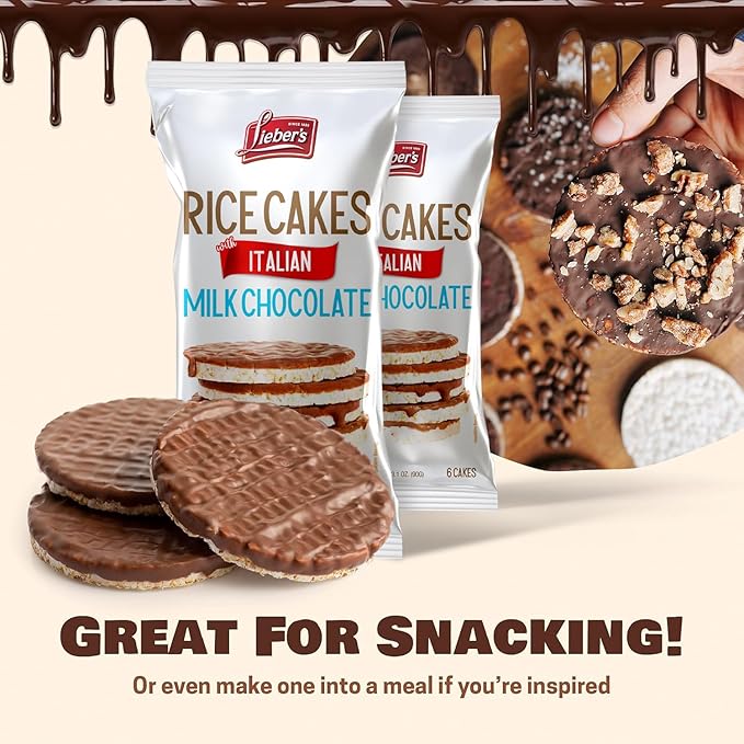 LIEBERS Kosher Certified Dairy Italian Milk Chocolate Rice Cakes, Gluten Free Snack Italian Milk Chocolate (pack of 3)…