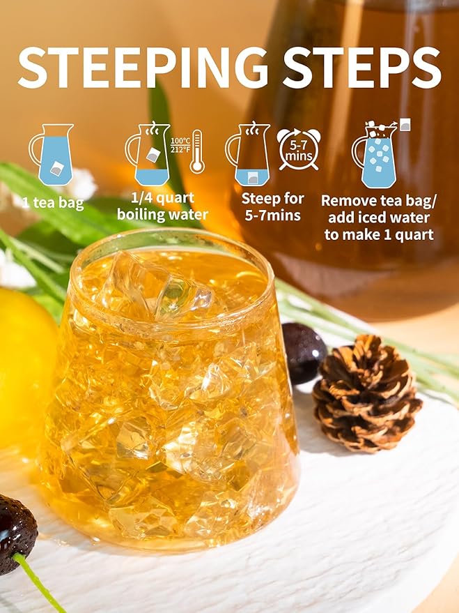 TeeLux Mint Iced Green Tea Bags, Green Tea with Peppermint, Spearmint, and Lemongrass, Family Size Refreshing Iced Tea, 30 Count