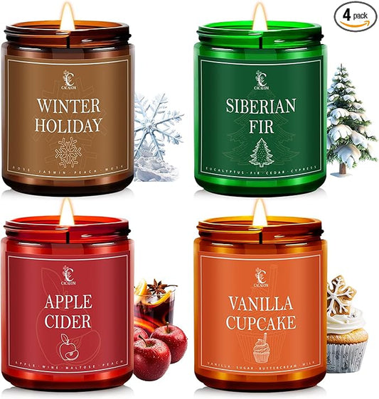 4 Packs Scented Candles for Home,Long Lasting Scented Candles Set, Aromatherapy Birthday Candles for Winter Fall Decorations, Halloween Chirtmas Gifts for Women Men Family