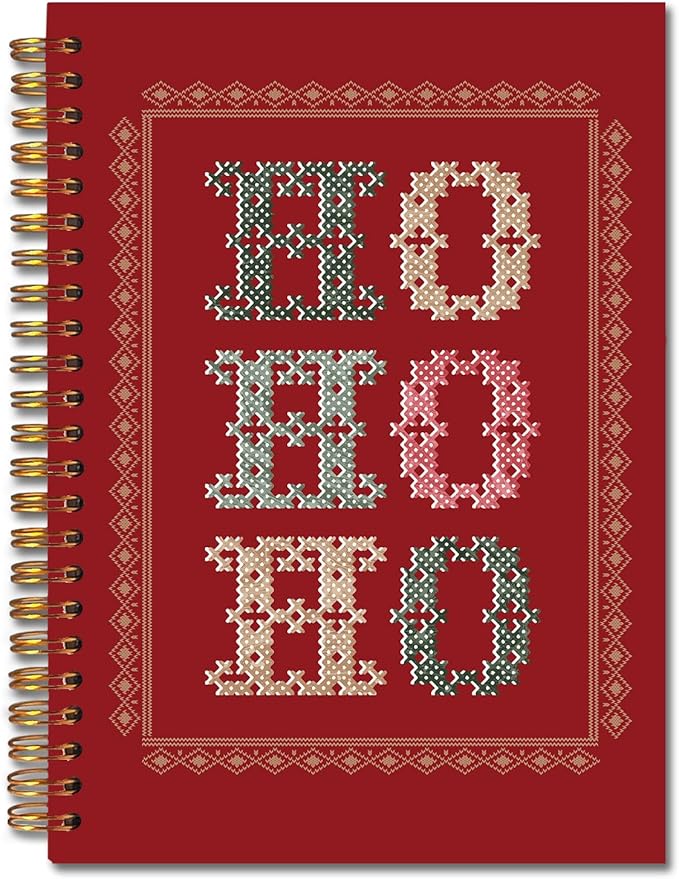 Exqcom Red Christmas Spiral Notebook Gifts, Hohoho Christmas Journal for Women, Xmas Red Hardcover Notebook Journal Office School Supplies, 5.5x8.3 Inch