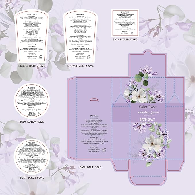 13Pcs Bath and Body Gift Basket Set, Christmas Gifts for Women, Lavender Jasmine Spa Gift Basket for Mother Gift, Bath Gift Set for Mom, Spa Gift Basket, Spa gift baskets, Birthday Gifts for Girls