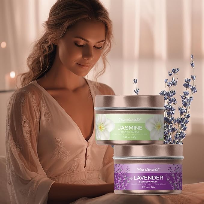 Aromatherapy Candle Gift Set for Women, 4pcs Candles Set for Birthday, Bridesmaid Rose, Lavender and More. Scented Candles for Home