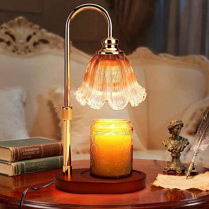 Candle Warmer Lamp with Timer Dimmable: Wax Warmer Gifts for Mom, Birthday Gifts for Women & Home Decor for House Warming Gifts New Home– Adjustable Height for New Home Bedroom (Brown)