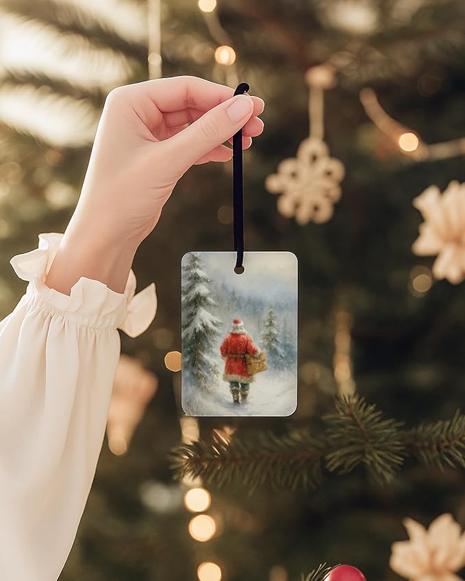 Winter Christmas Berry Car Air Freshener 4 Pcs, Rustic Winter Santa Reindeer Snowman Hanging Air Freshener for Cars Closet Drawer Books, Christmas Car Accessories Mirror Decor for Women