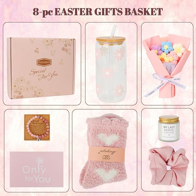 Gift Baskets for Women, Gifts for Women, Mom, Wife, Girlfriend, Sister, Her - Happy Birthday, Christmas, Valentine's Day, Mothers Day Gifts (Pink)