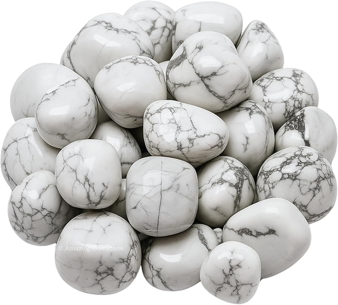 Amazing Gemstone Howlite Crystals and Healing Stones Tumbled - 1000+ Carats Howlite Stone Gem Stones, Natural Healing Stones for Energy Balance, Stress Relief - Premium Polished Gems Rocks