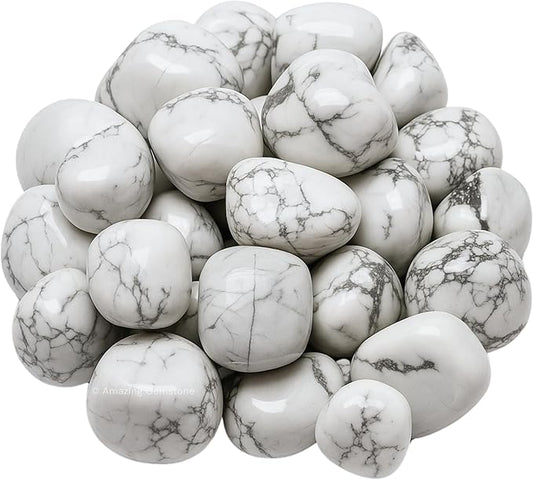 Amazing Gemstone Howlite Crystals and Healing Stones Tumbled - 1000+ Carats Howlite Stone Gem Stones, Natural Healing Stones for Energy Balance, Stress Relief - Premium Polished Gems Rocks