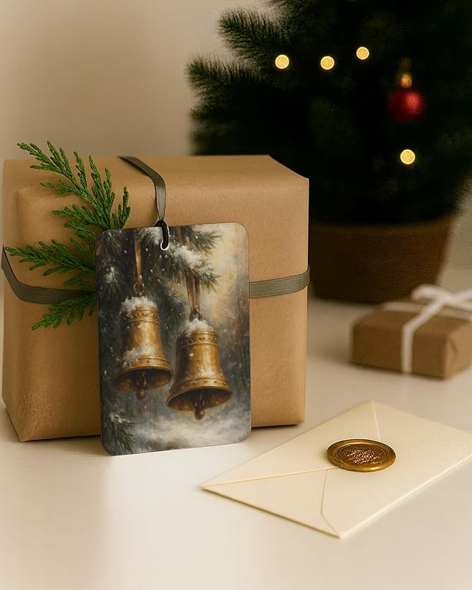 Vintage Christmas Berry Car Air Freshener 4 Pcs, Winter Bell Xmas Tree Snowman Santa Hanging Air Freshener for Cars Closet Drawer Books, Rustic Christmas Car Accessories Mirror Decor for Women