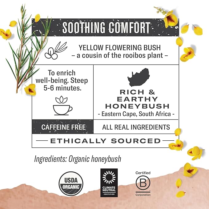 Numi Organic Tea Honeybush, 100 Count Box of Tea Bags, Herbal Teasan (Packaging May Vary)