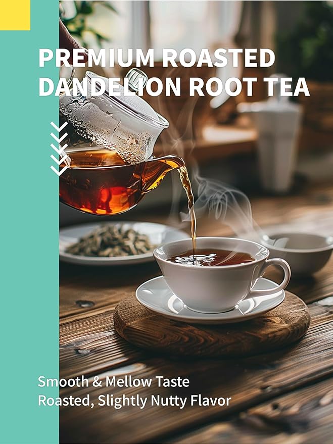 HYNTMYT Roasted Dandelion Root Tea Bags, Pure Dandelion Root Tea, Smooth & Mild Taste, Coffee Alternative, Caffeine Free, 120 Count
