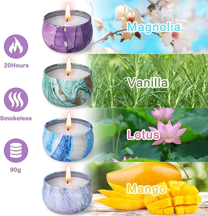 Bath Bombs Gift Set - 5 Large Fizzy Spa Bombs with 4 Scented Candles for Women - Moisturizing Bubble Bath with Essential Oils for Valentine's, Birthday Gifts