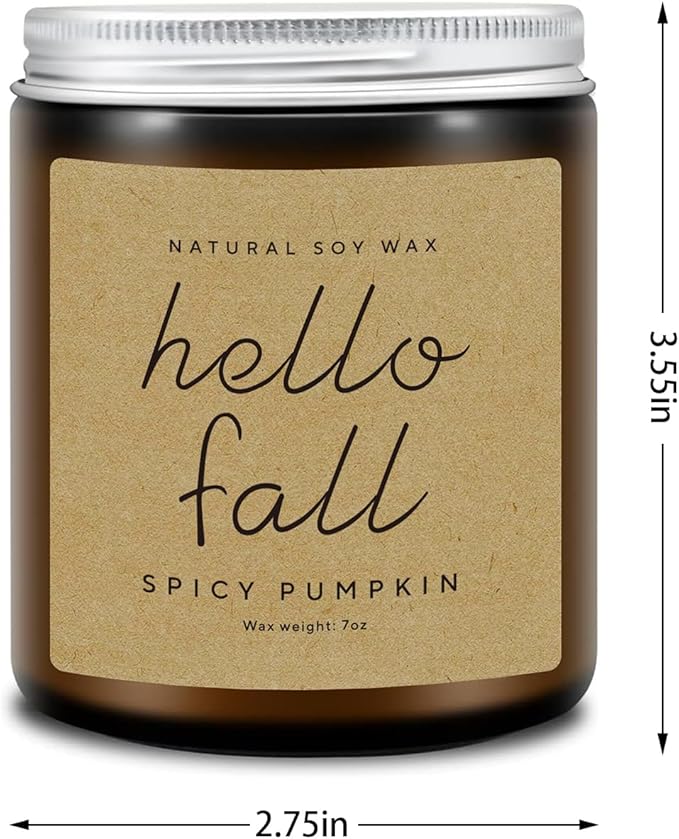 Fall Decorations for Home - Fall Candles, Gifts for Women, Natural Soy Wax Pumpkin Spice Scented Candles
