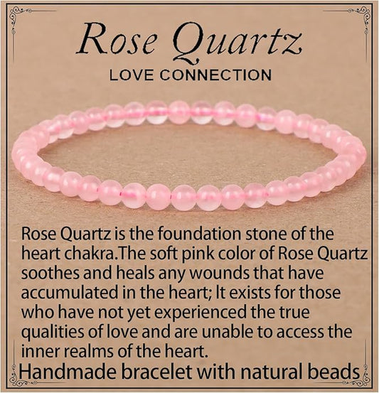 LPBeads Handmade Natural Gemstone Stretch Elastic Bracelet Healing Crystal Round Stone Beads Jewelry Gifts for Women Men